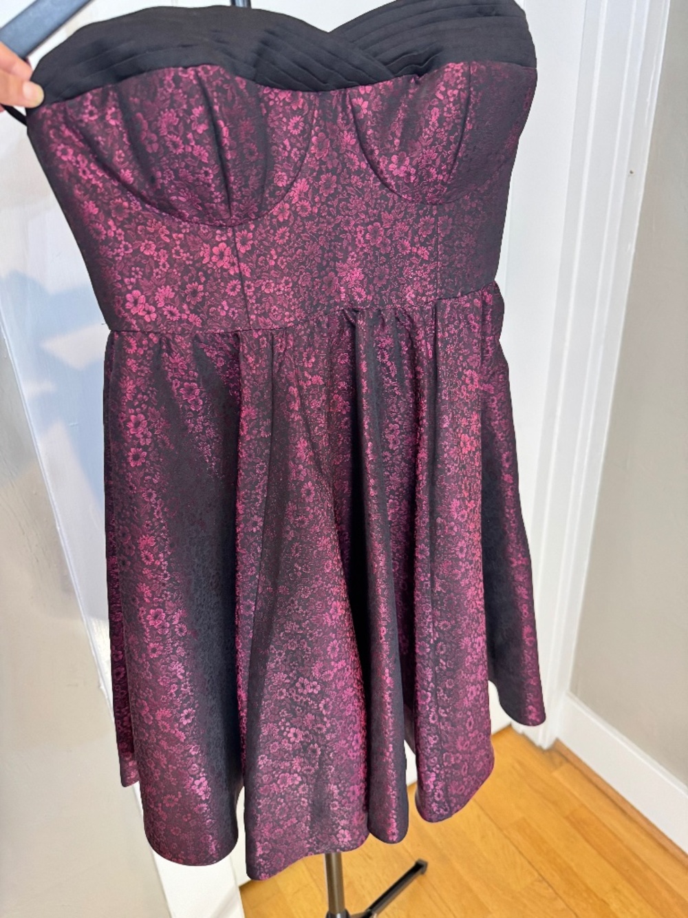 Cocktail Burgundy and black strapless dress size 0